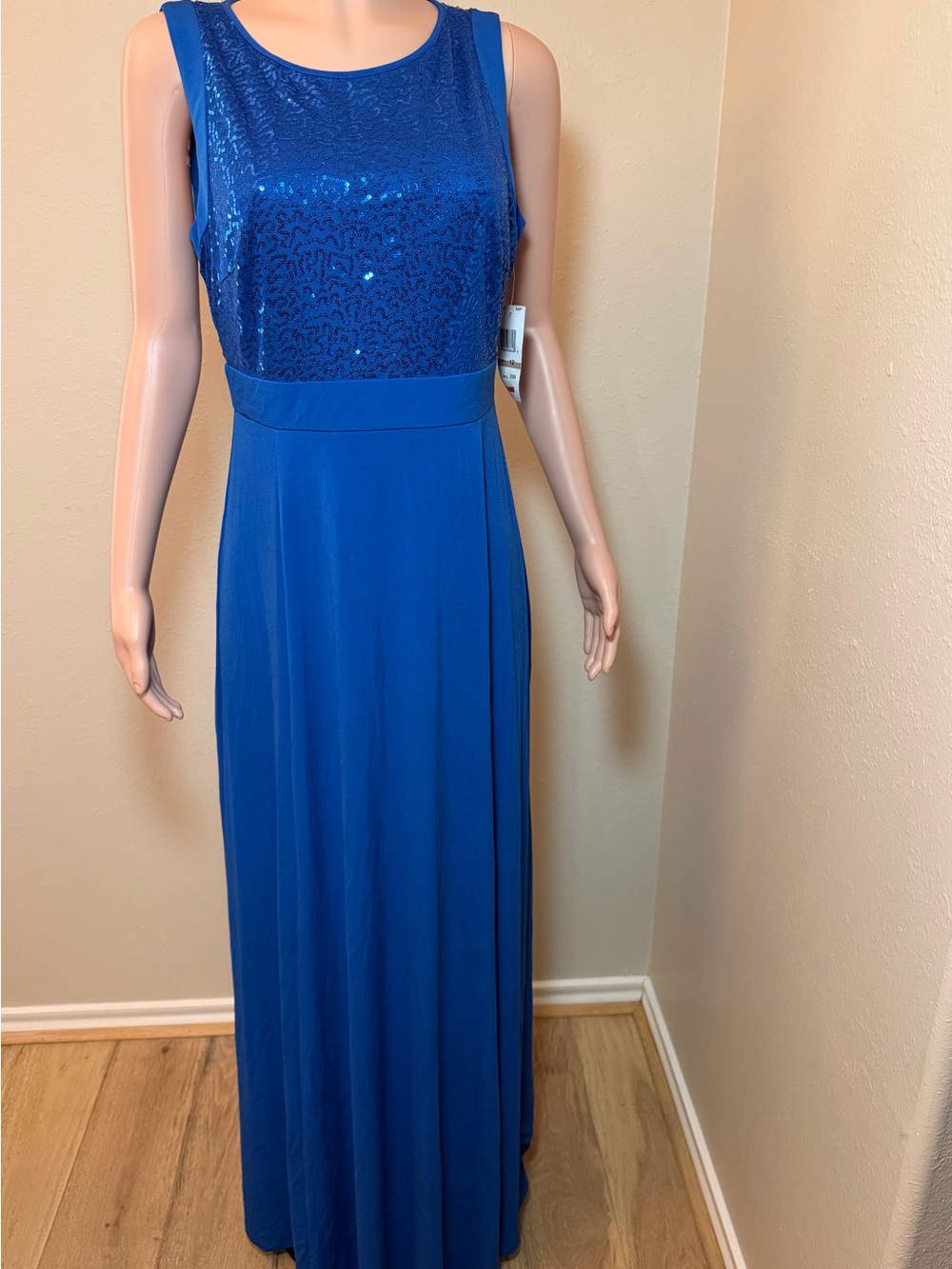Sleeveless Sequin Bodice Maxi Dress - Royal Blue